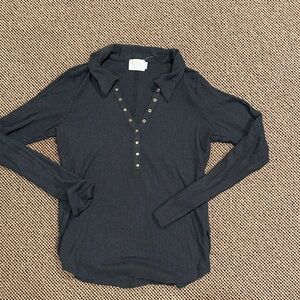 Nation LTD green ribbed Button Down Shirt
